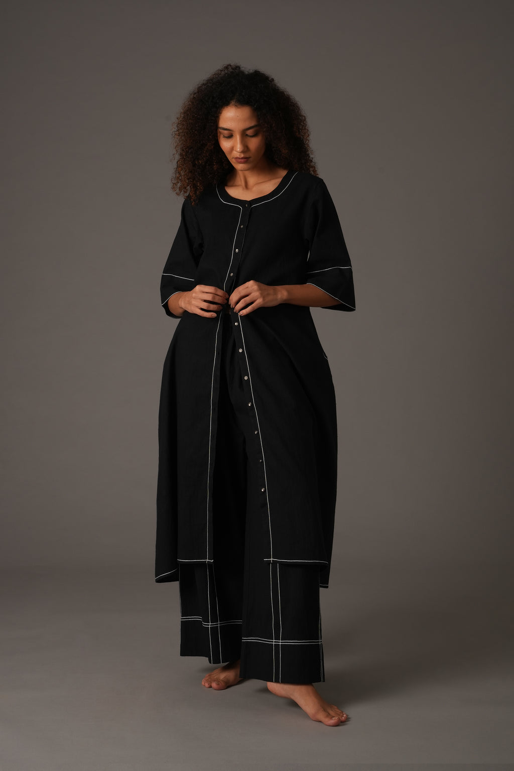Black Embroidery Dress Co-ord