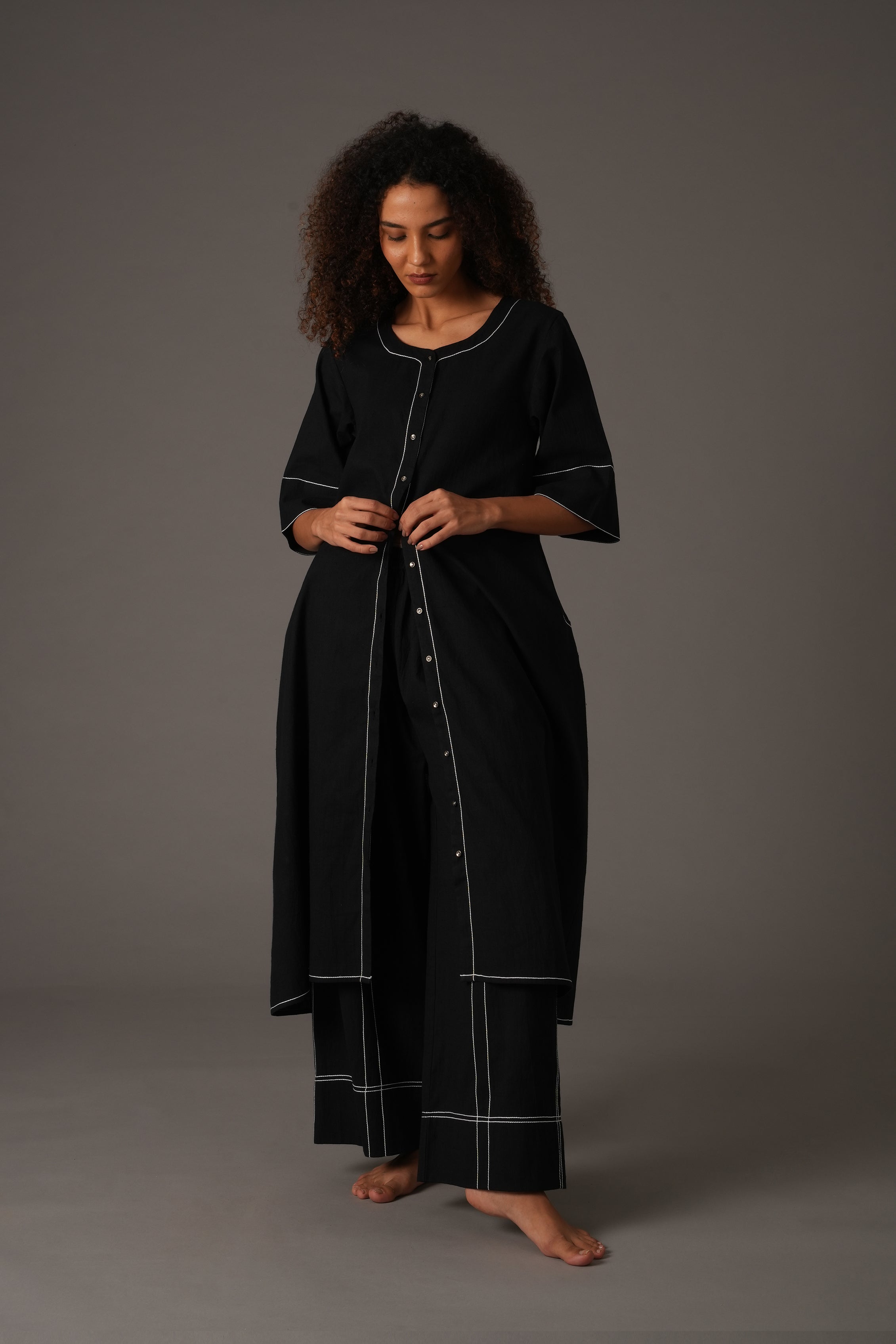 Black Embroidery Dress Co-ord