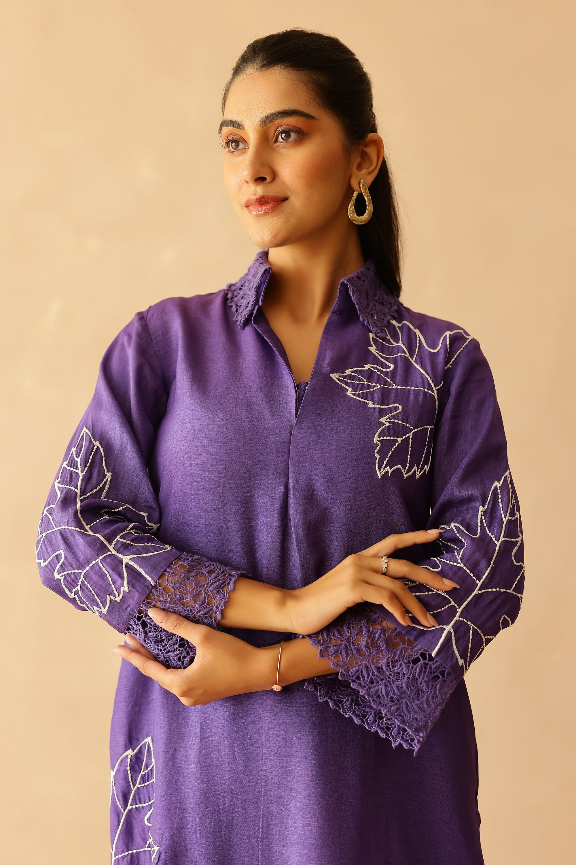 Shantoon Female Purple Tunic Set