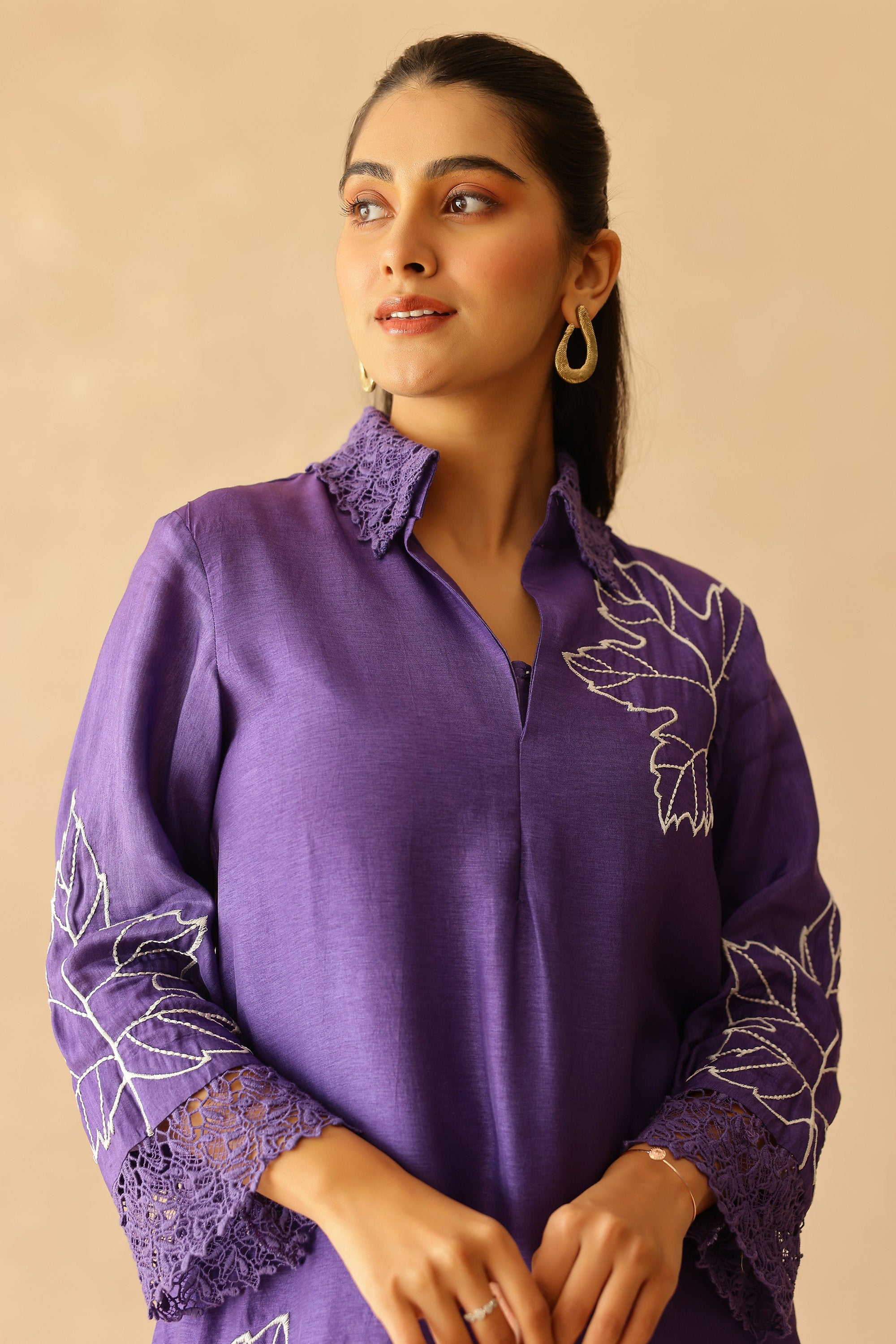 Shantoon Female Purple Tunic Set