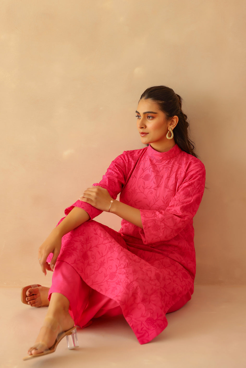 Shantoon Female Pink Tunic Set