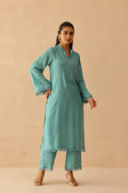 Shantoon Female Aqua Blue Tunic Set