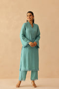 Shantoon Female Aqua Blue Tunic Set