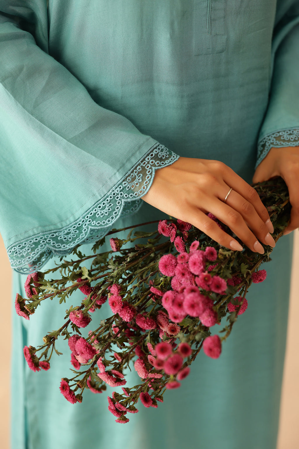 Shantoon Female Aqua Blue Tunic Set