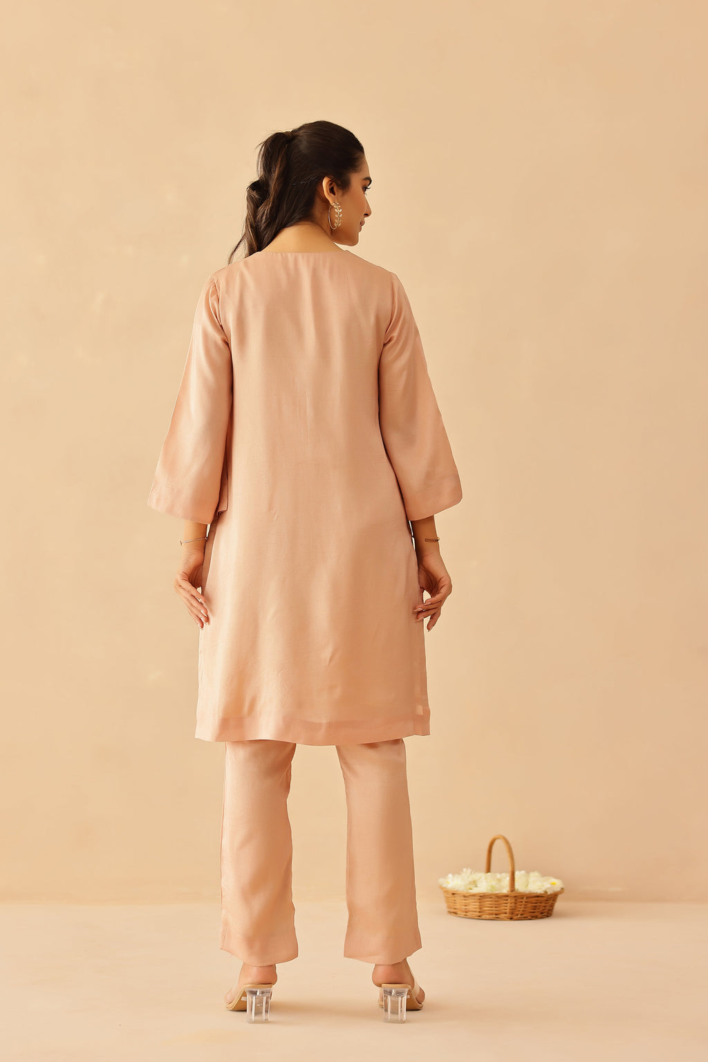 Silk Female Rose Pink Suit Set
