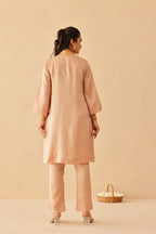 Silk Female Rose Pink Suit Set
