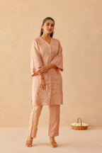 Silk Female Rose Pink Suit Set