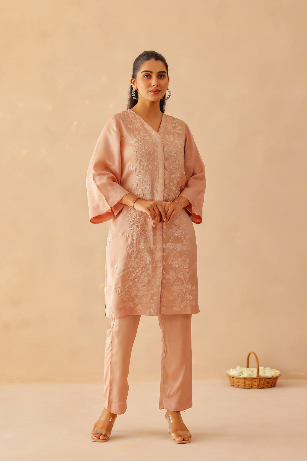 Silk Female Rose Pink Suit Set