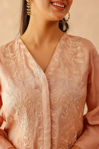 Silk Female Rose Pink Suit Set