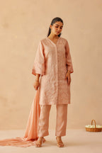 Silk Female Rose Pink Suit Set