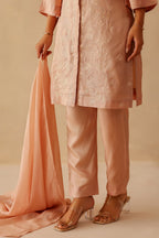 Silk Female Rose Pink Suit Set