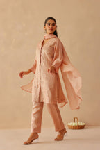 Silk Female Rose Pink Suit Set