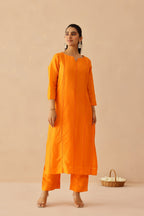 Silk Female Orange Suit Set