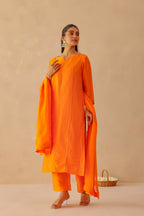 Silk Female Orange Suit Set