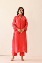 Shantoon Female Red Tunic Set
