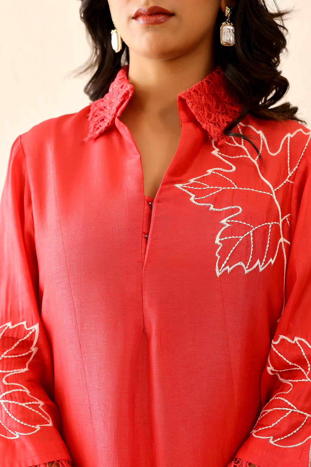 Shantoon Female Red Tunic Set