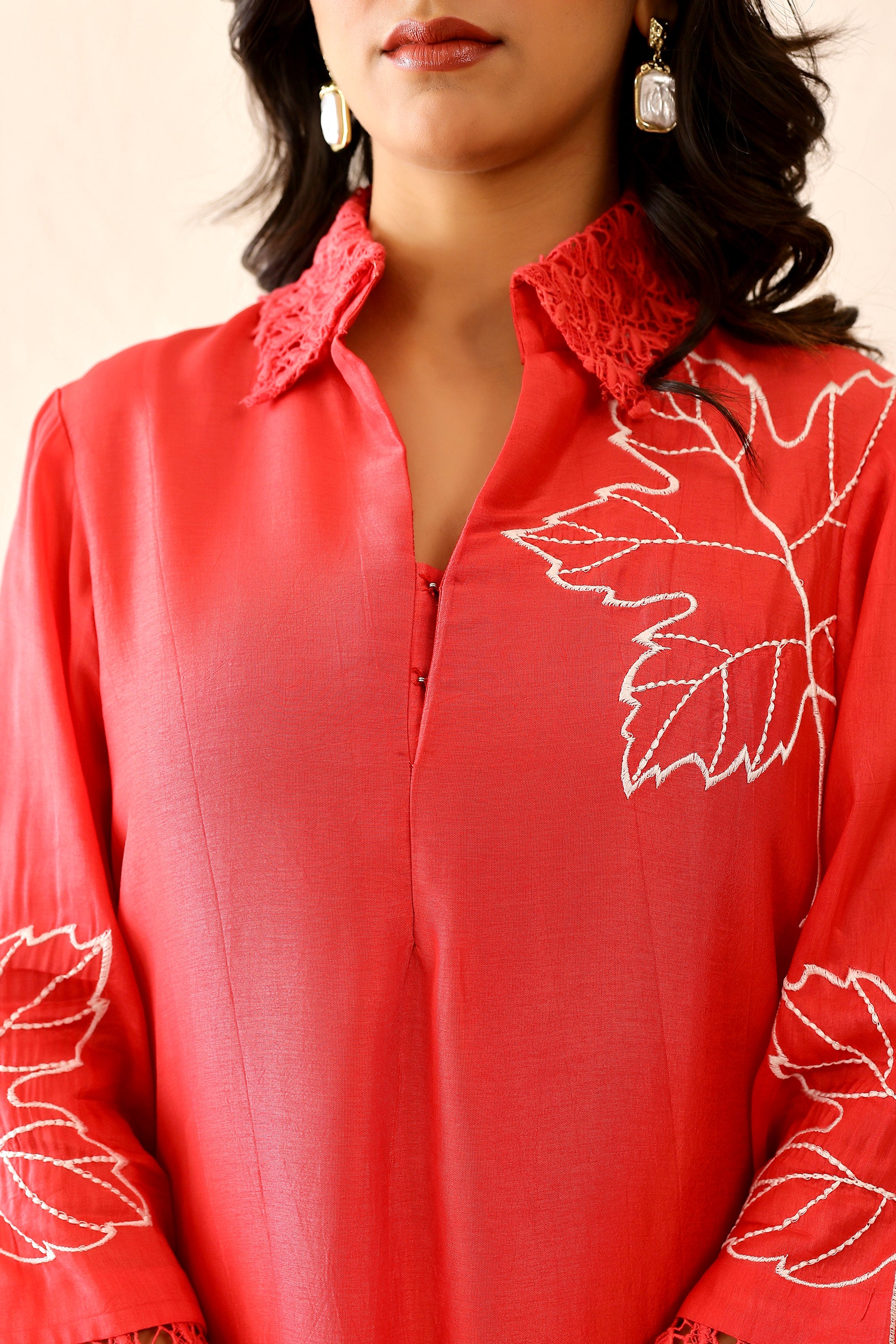 Shantoon Female Red Tunic Set