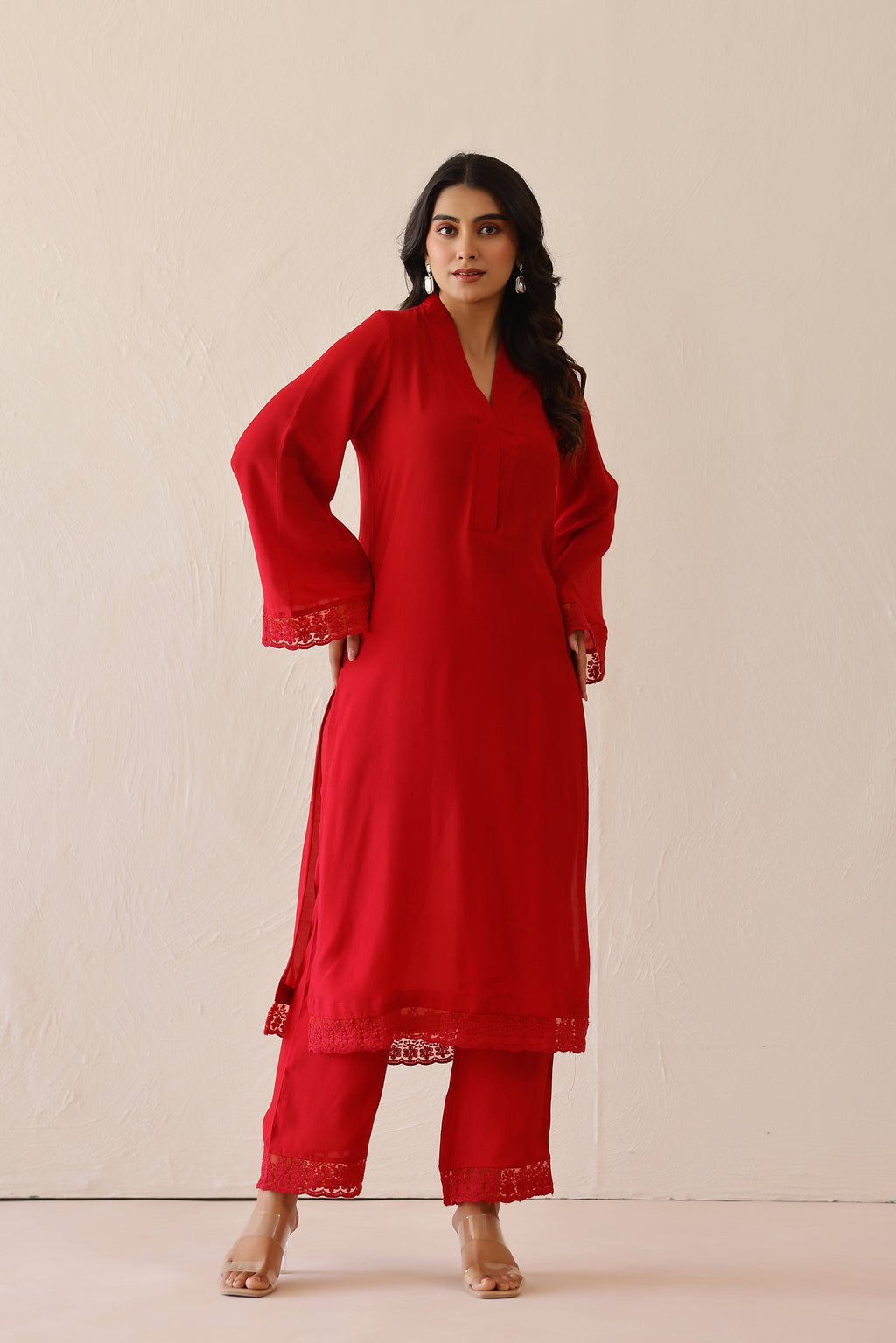 Shantoon Female Red Tunic Set
