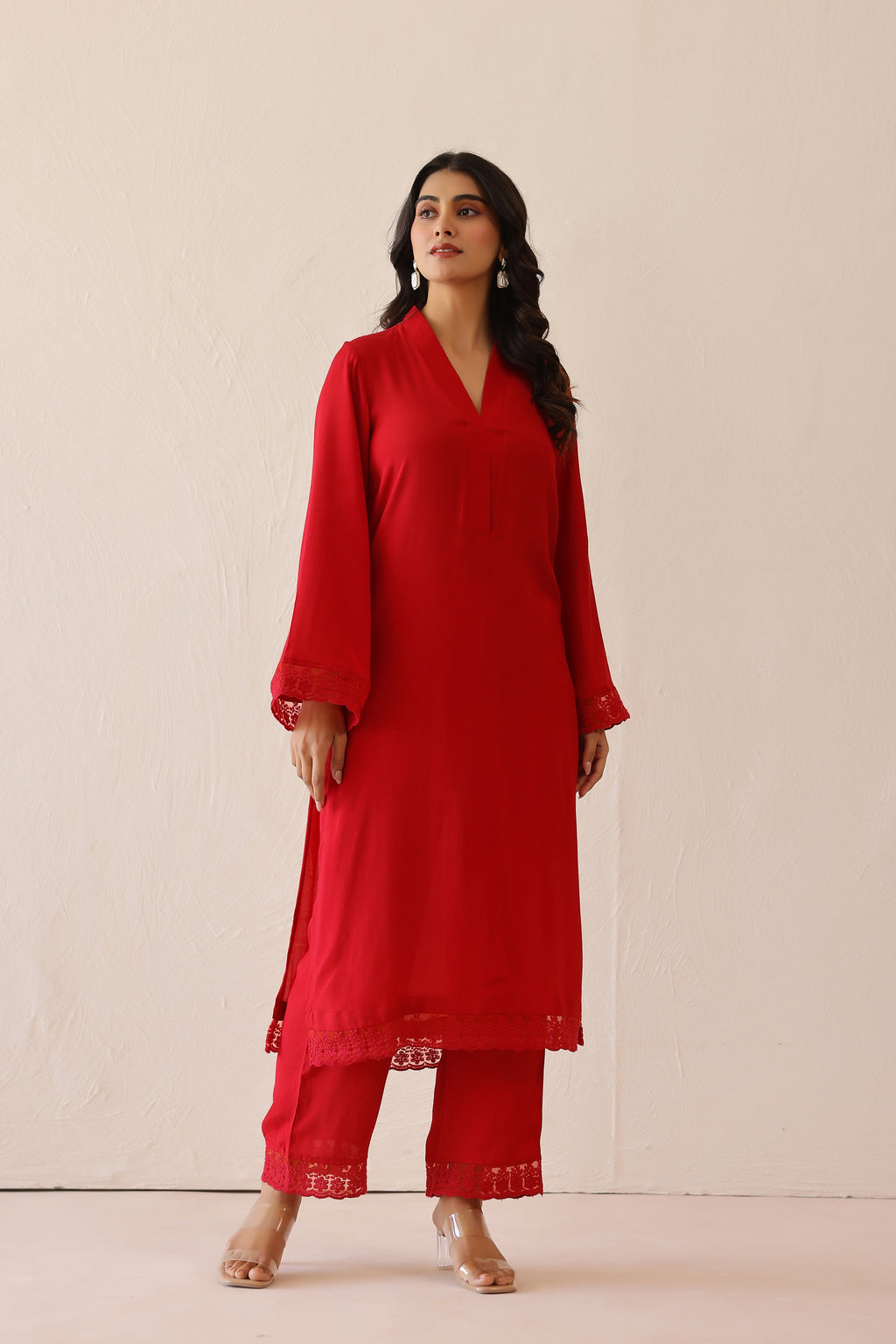 Shantoon Female Red Tunic Set