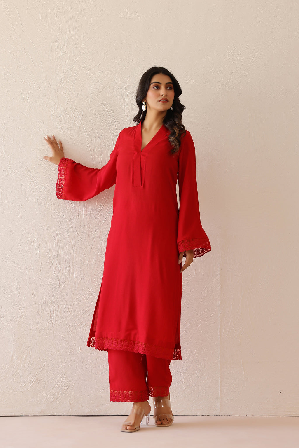 Shantoon Female Red Tunic Set