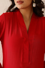 Shantoon Female Red Tunic Set