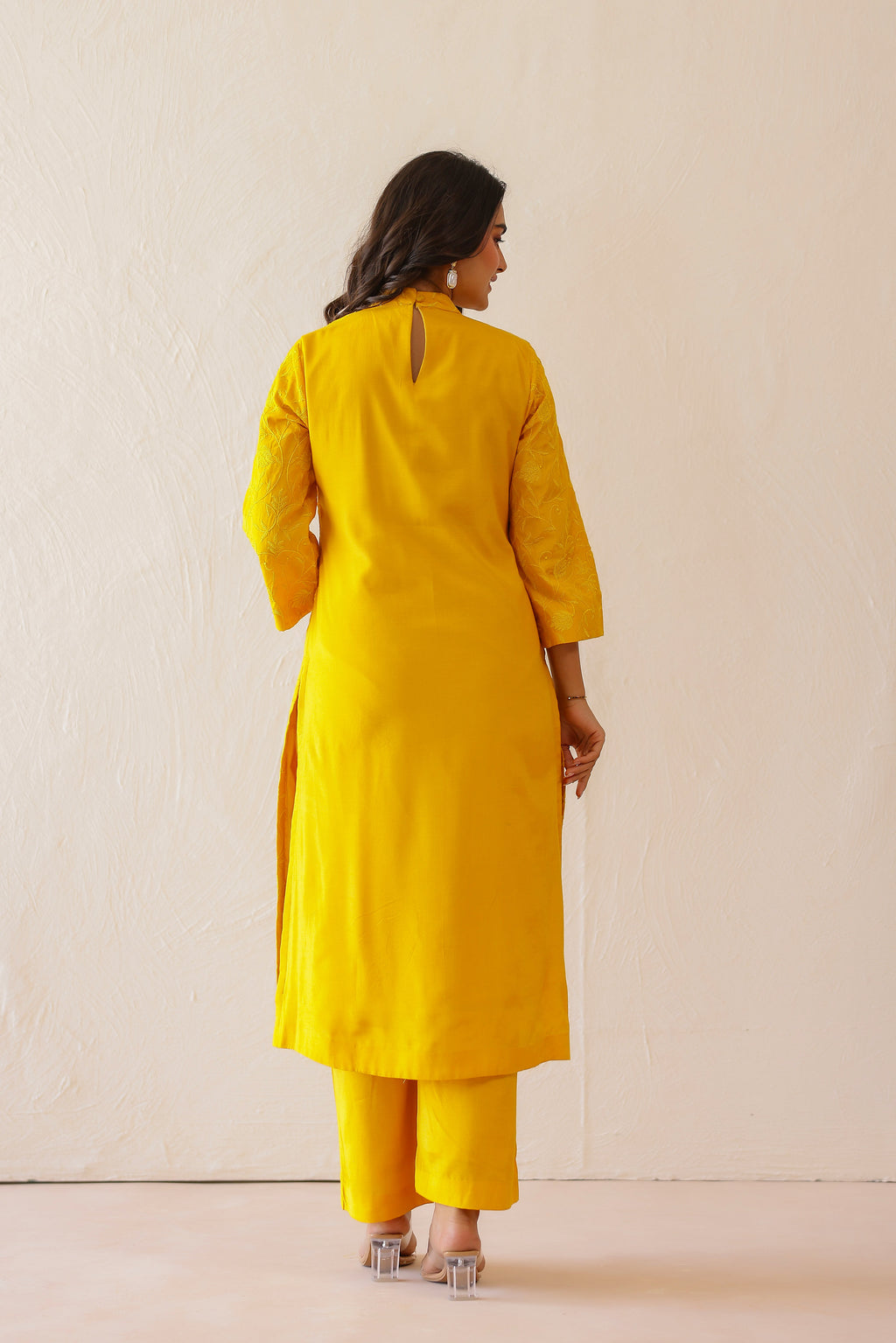 Shantoon Female Yellow Tunic Set