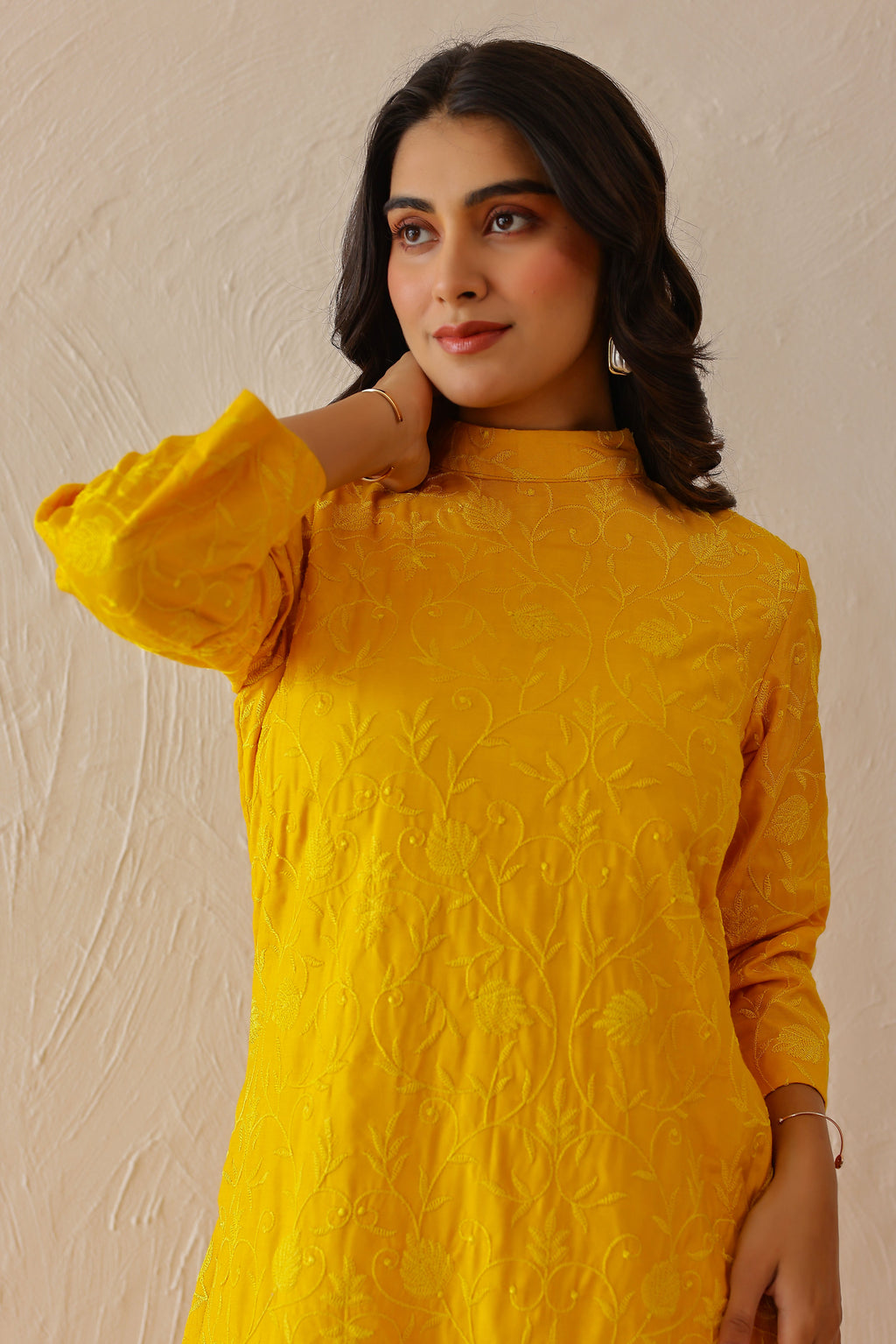 Shantoon Female Yellow Tunic Set