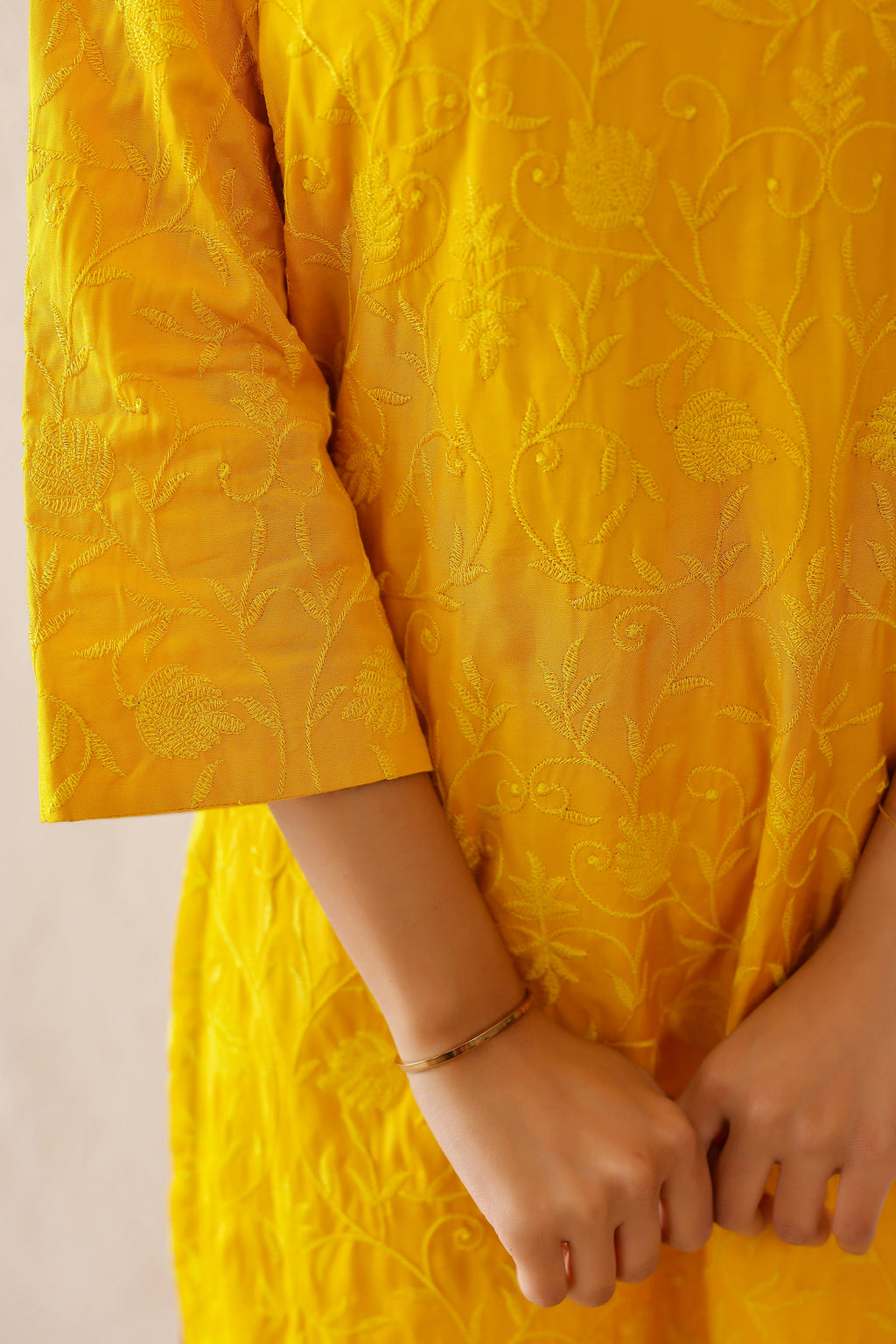 Shantoon Female Yellow Tunic Set