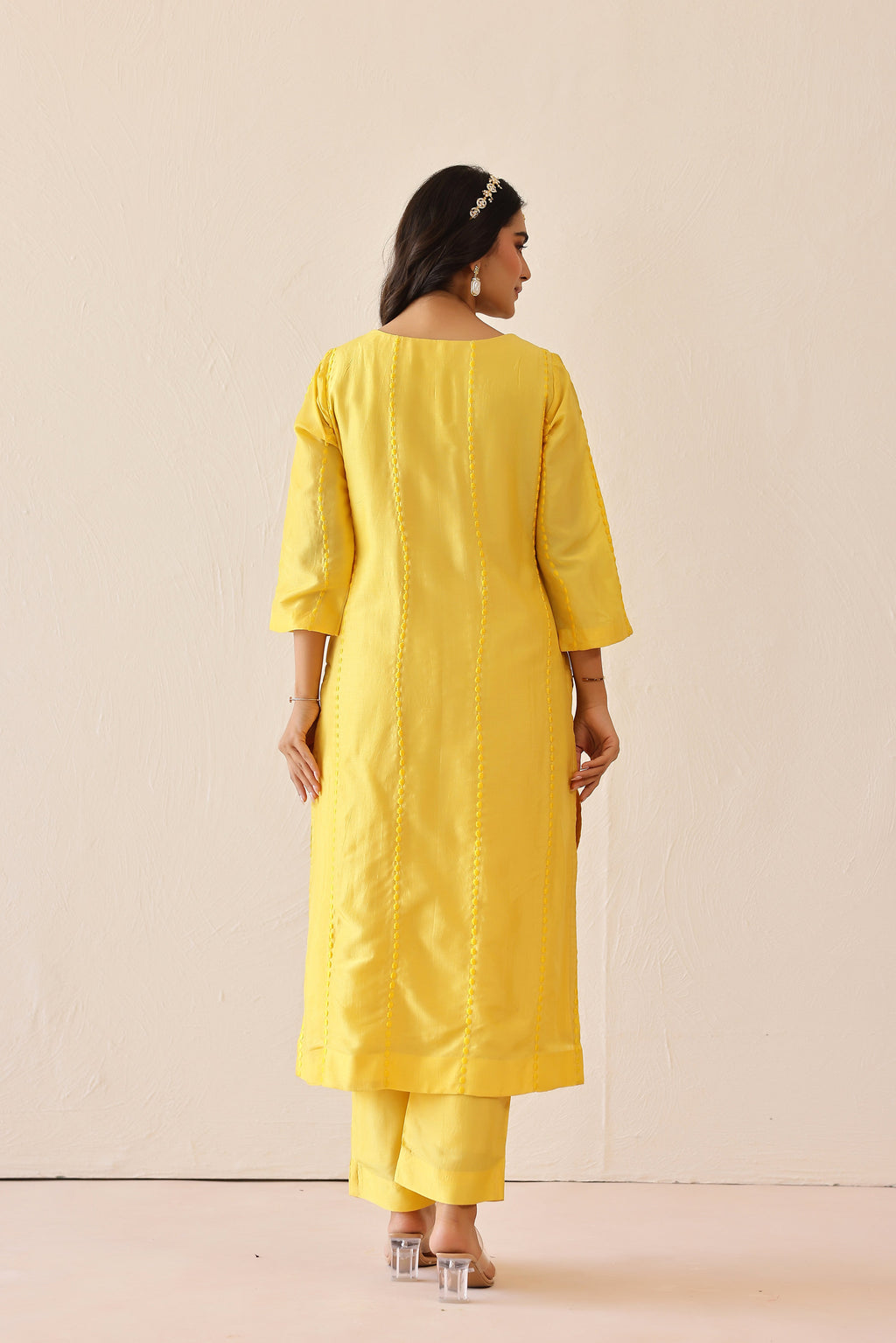 Silk Female Yellow Suit Set