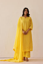 Silk Female Yellow Suit Set