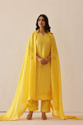 Silk Female Yellow Suit Set