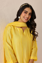 Silk Female Yellow Suit Set