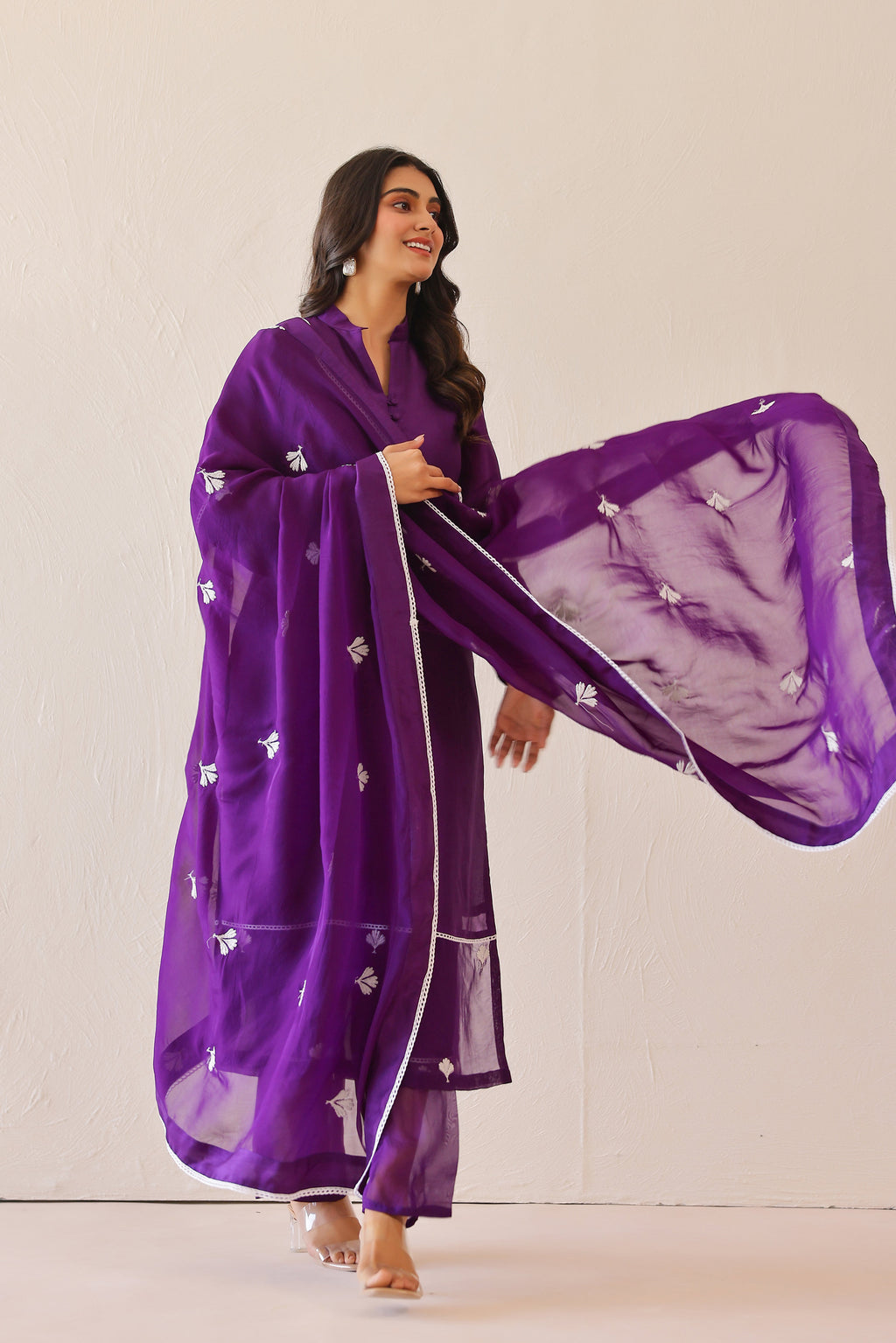Silk Female Purple Suit Set