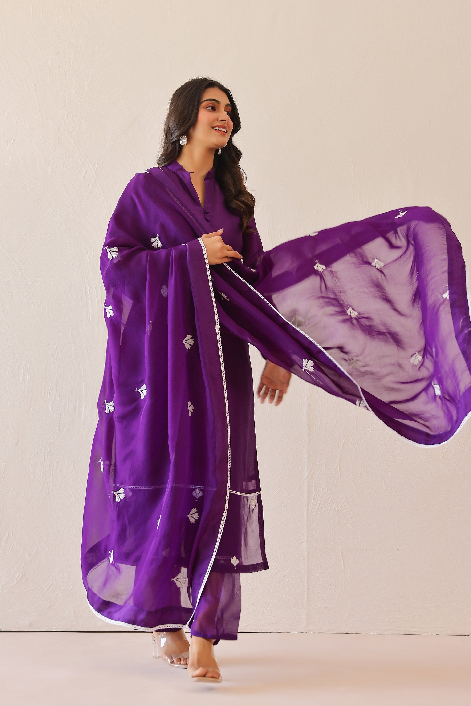 Silk Female Purple Suit Set