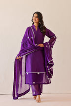 Silk Female Purple Suit Set
