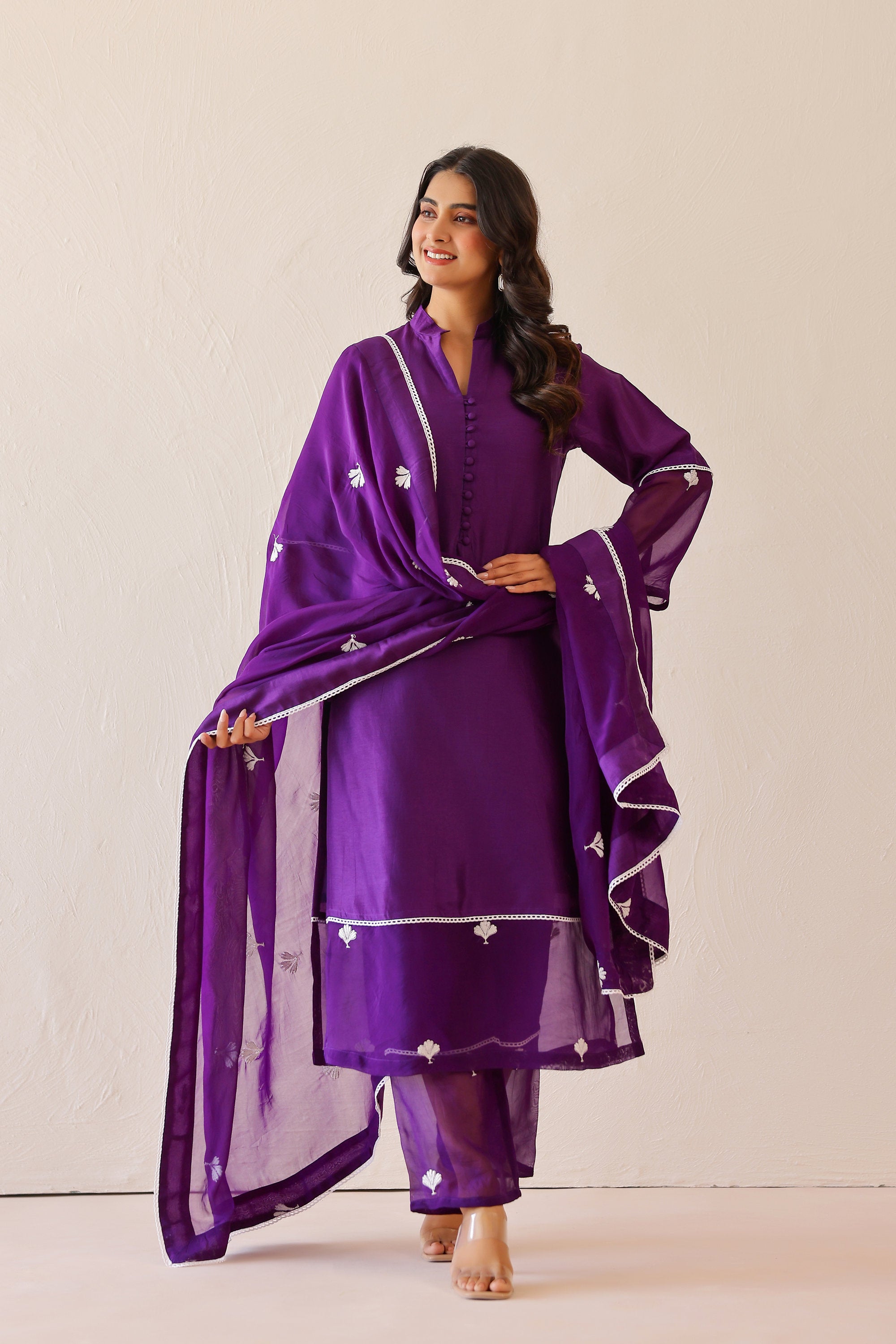 Silk Female Purple Suit Set