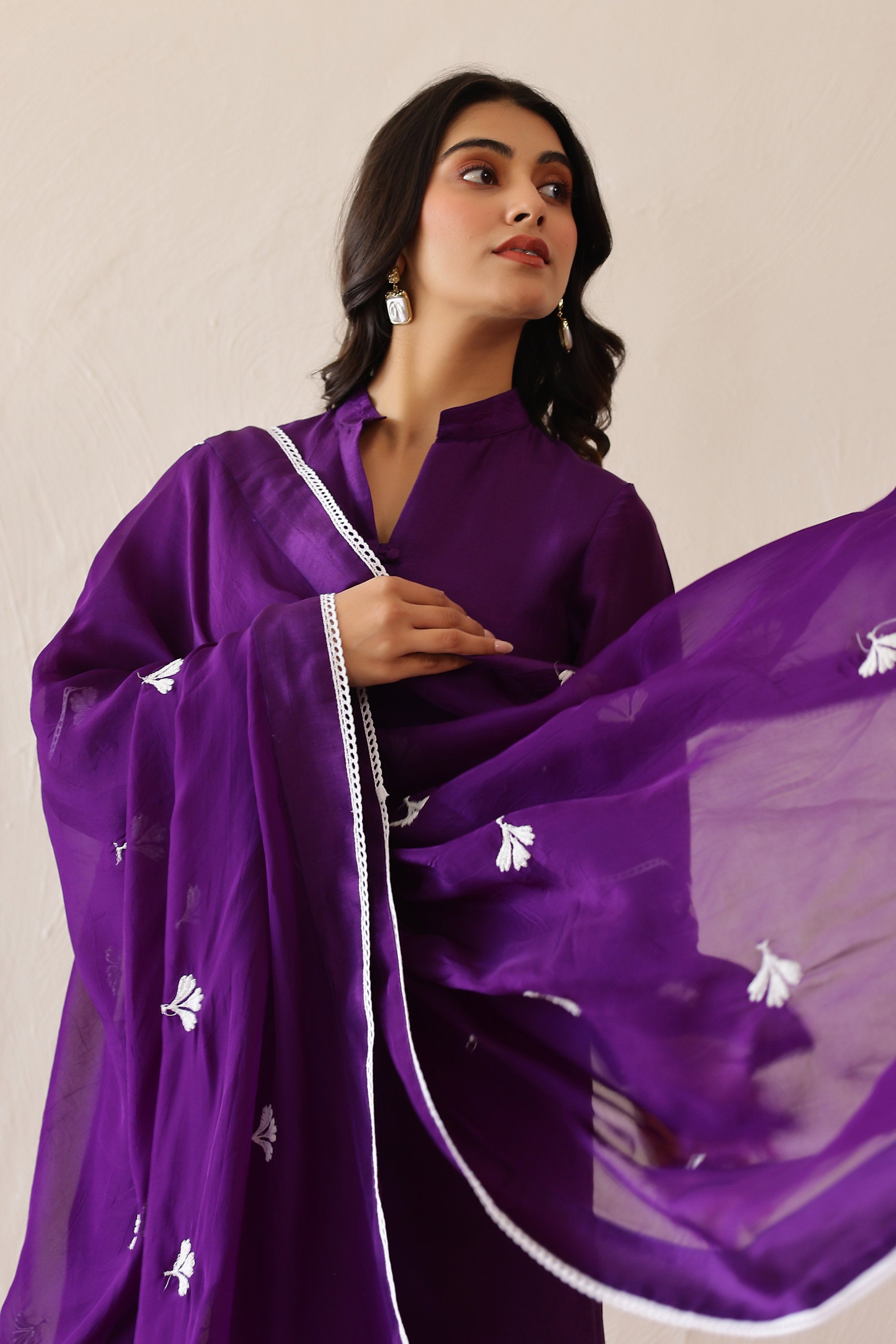 Silk Female Purple Suit Set