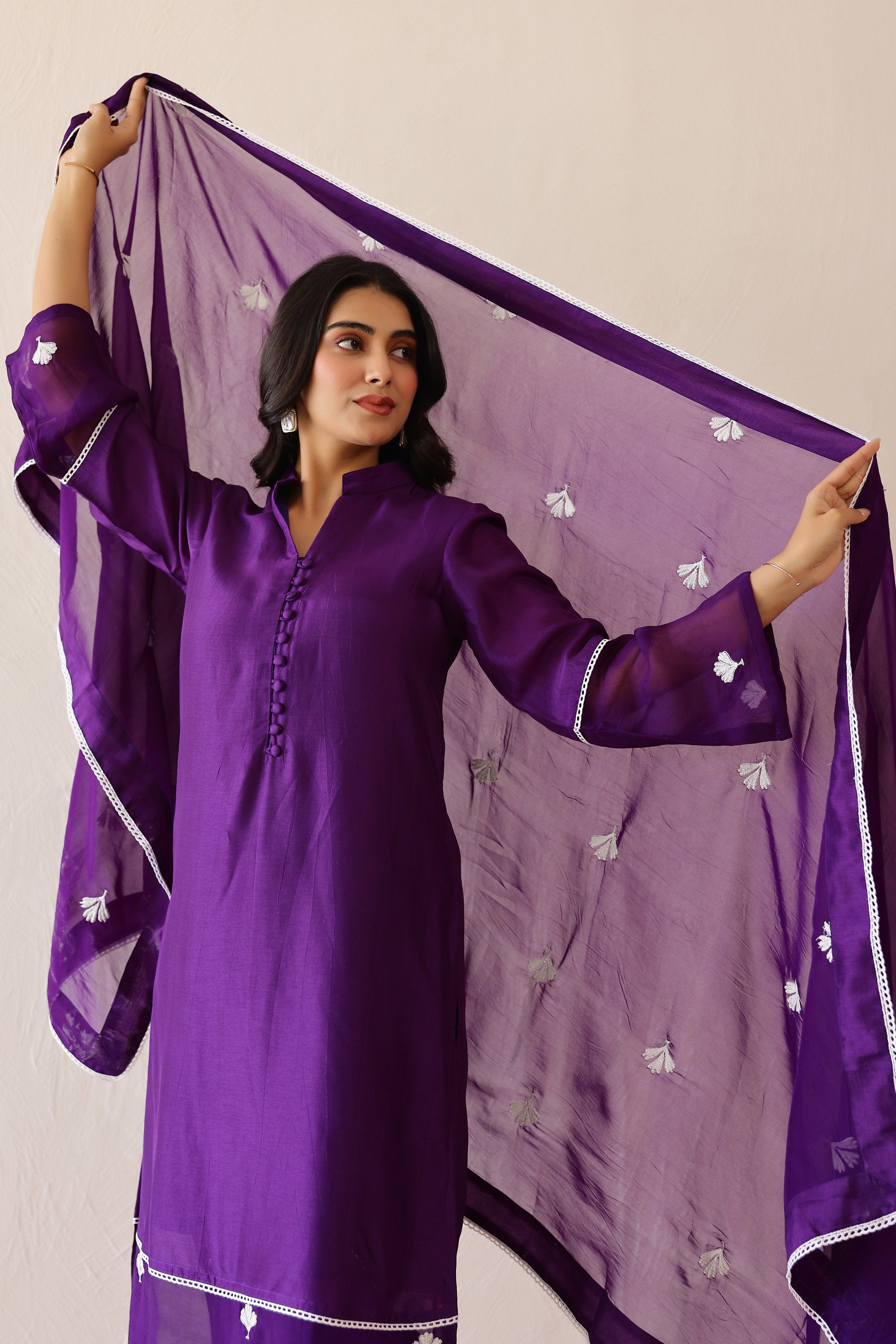 Silk Female Purple Suit Set