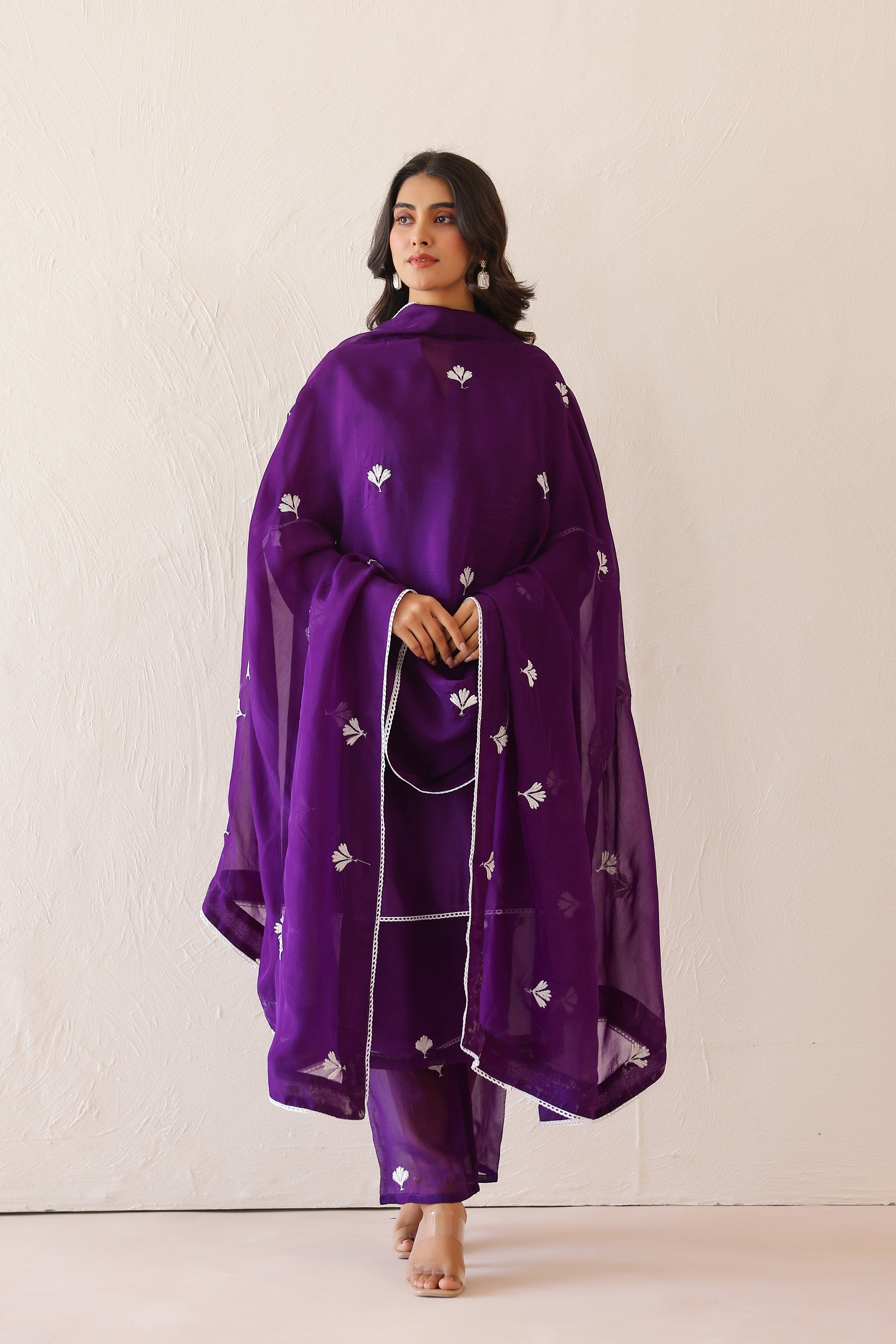 Silk Female Purple Suit Set