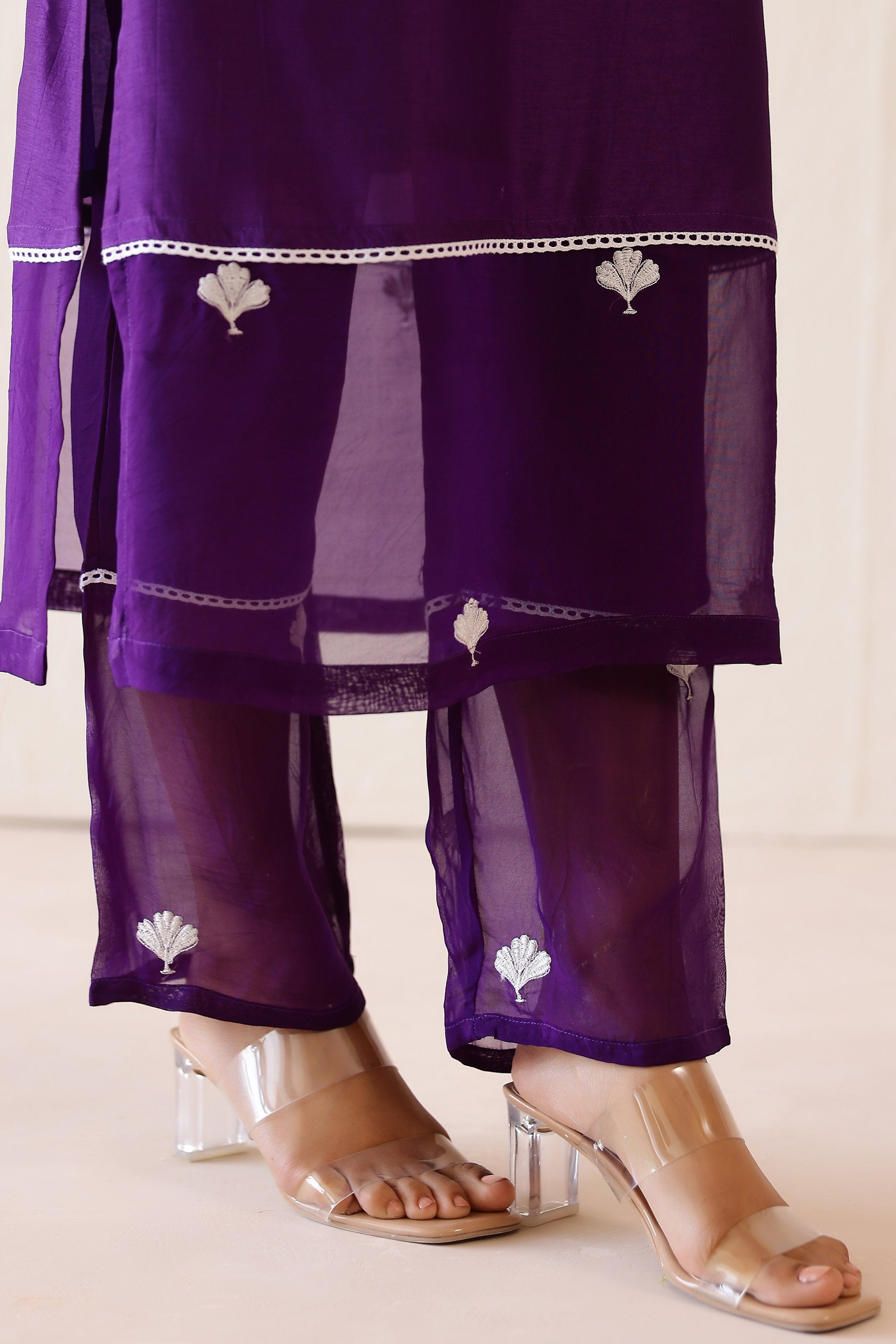 Silk Female Purple Suit Set