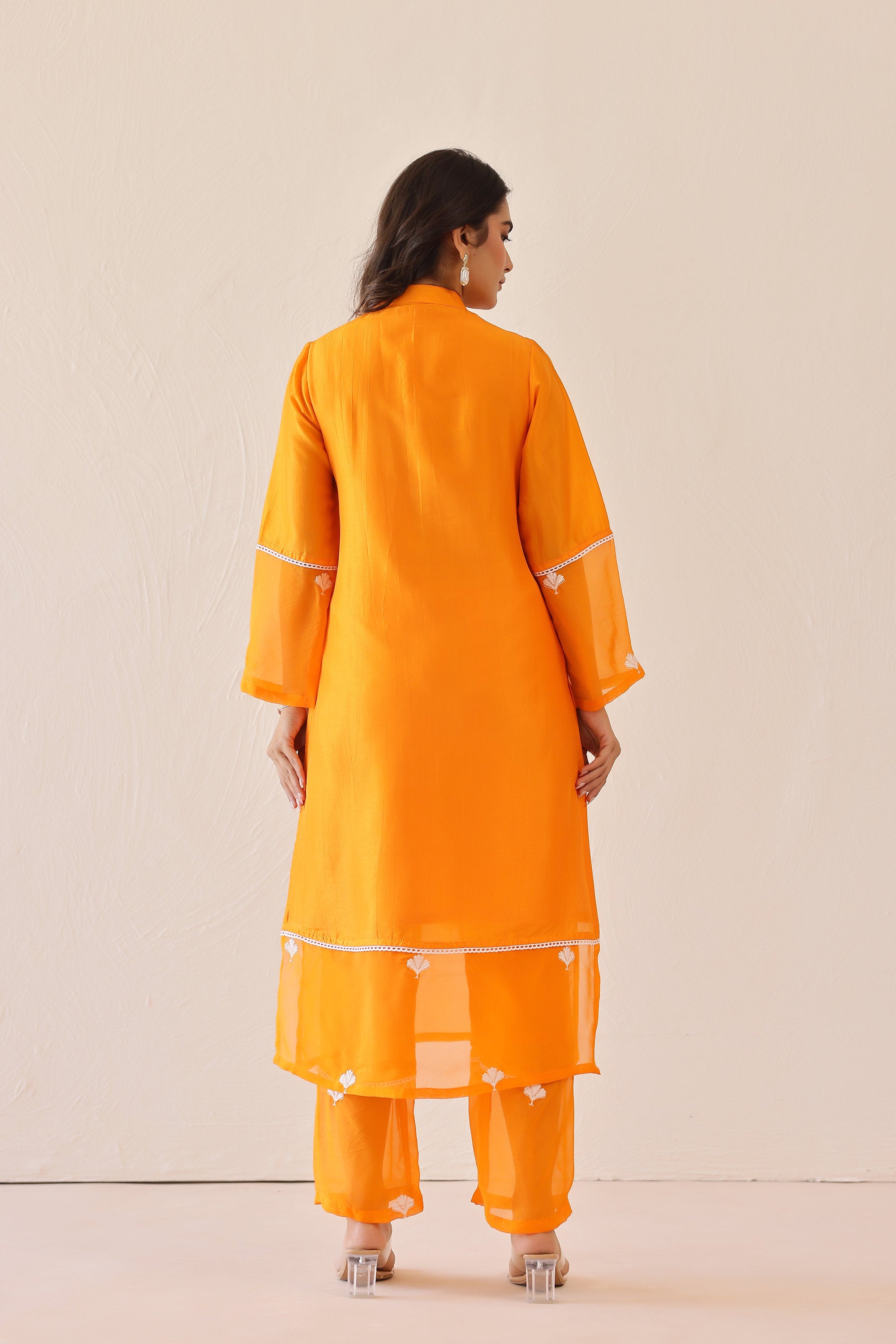 Silk Female Orange Suit Set