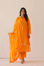 Silk Female Orange Suit Set