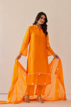 Silk Female Orange Suit Set