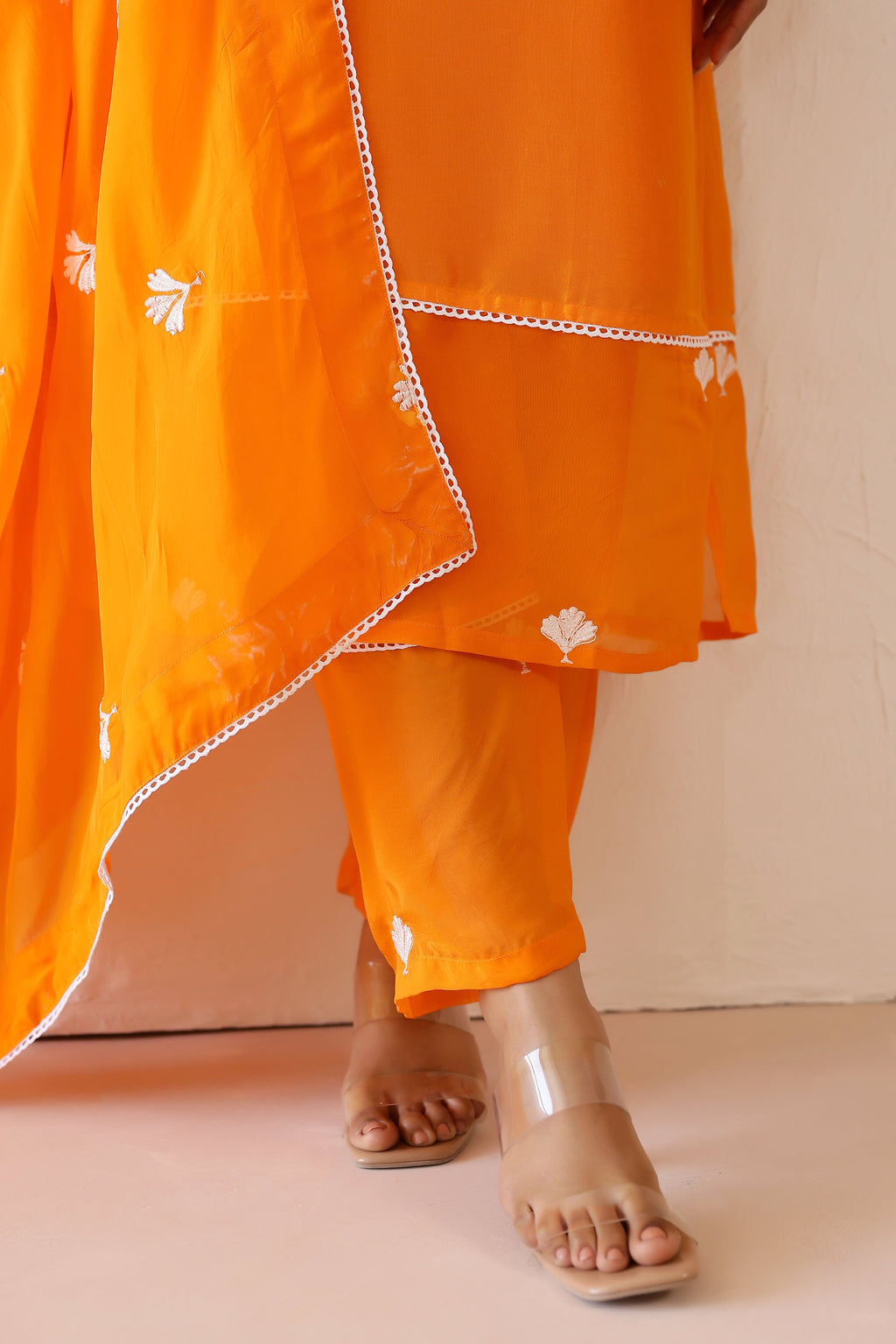 Silk Female Orange Suit Set