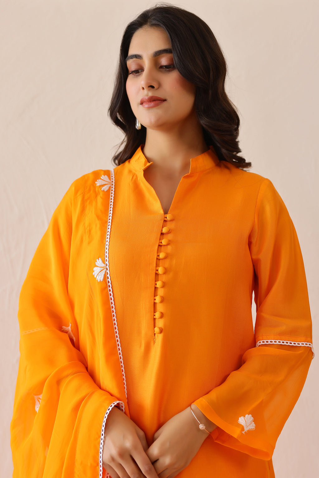Silk Female Orange Suit Set