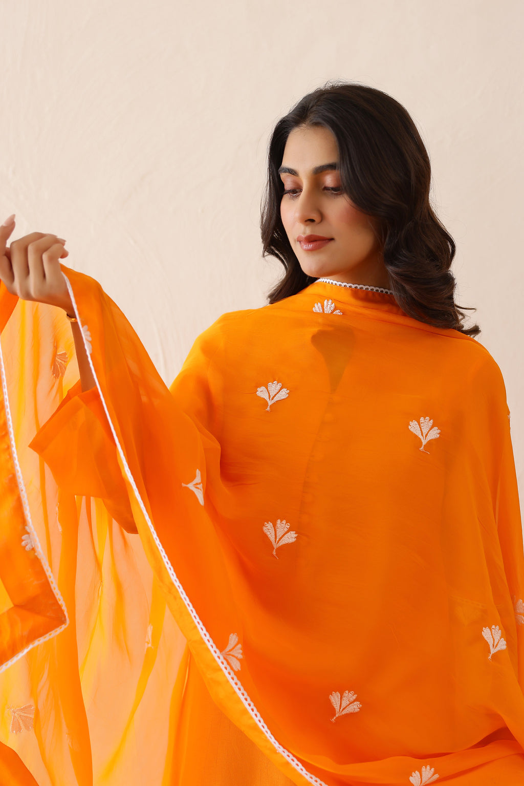 Silk Female Orange Suit Set