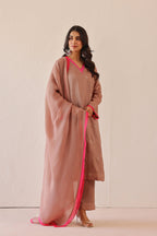 Silk Female Rose Pink Suit Set