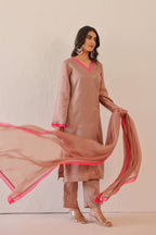 Silk Female Rose Pink Suit Set