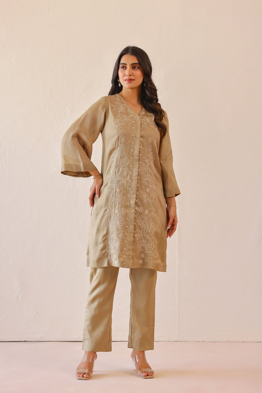 Silk Female Green Suit Set