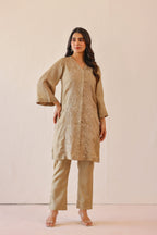 Silk Female Green Suit Set
